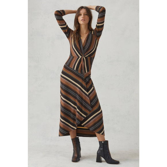 Anthropologie Dresses & Skirts - New Anthropologie Maeve Striped Wrap Maxi Dress $170  SMALL  Black Motif